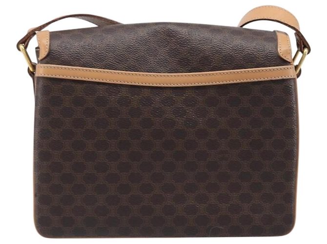 Céline Borsa a tracolla CELINE Macadam Canvas PVC Leather Brown Gold Auth 205135V Marrone D'oro - vista 2