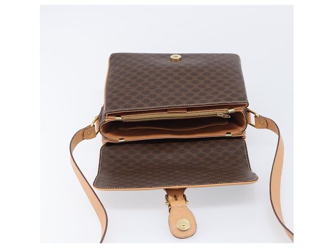 Céline Borsa a tracolla CELINE Macadam Canvas PVC Leather Brown Gold Auth 205135V Marrone D'oro - vista 20