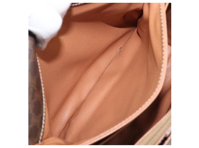 Céline Borsa a tracolla CELINE Macadam Canvas PVC Leather Brown Gold Auth 205135V Marrone D'oro - vista 24