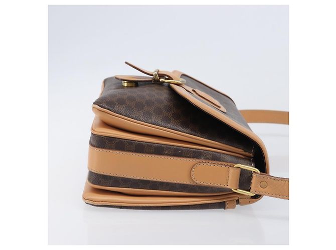 Céline Borsa a tracolla CELINE Macadam Canvas PVC Leather Brown Gold Auth 205135V Marrone D'oro - vista 3