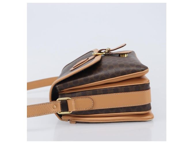 Céline Borsa a tracolla CELINE Macadam Canvas PVC Leather Brown Gold Auth 205135V Marrone D'oro - vista 4