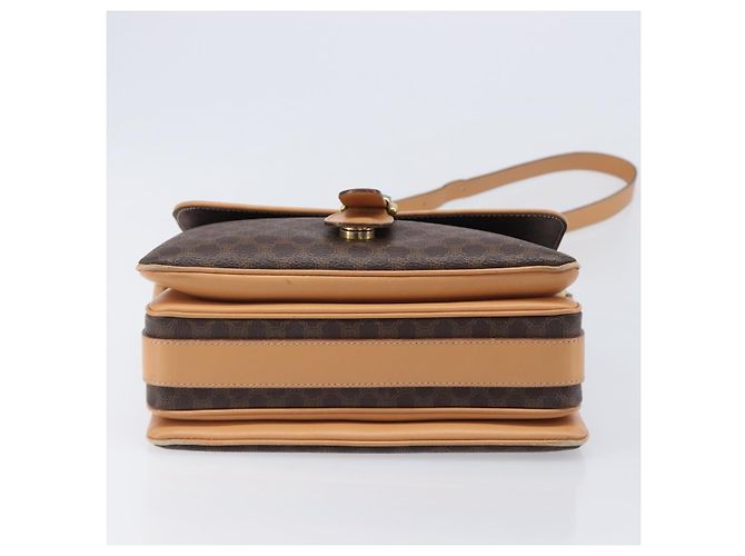 Céline Borsa a tracolla CELINE Macadam Canvas PVC Leather Brown Gold Auth 205135V Marrone D'oro - vista 5