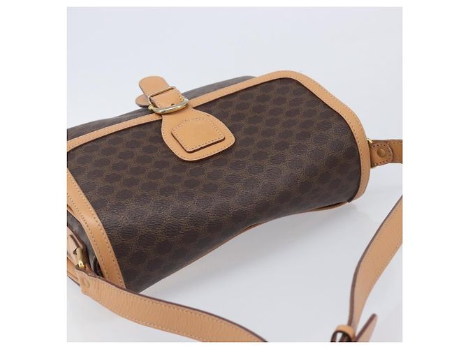Céline Borsa a tracolla CELINE Macadam Canvas PVC Leather Brown Gold Auth 205135V Marrone D'oro - vista 6