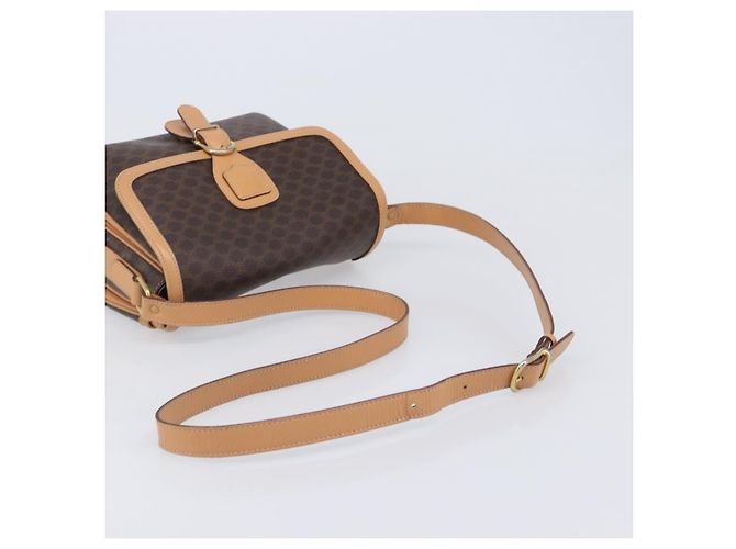 Céline Borsa a tracolla CELINE Macadam Canvas PVC Leather Brown Gold Auth 205135V Marrone D'oro - vista 7