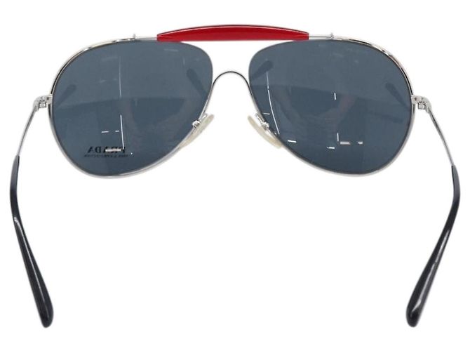 PRADA Sunglasses Metal Yellow Red Auth BA15496 - view 2