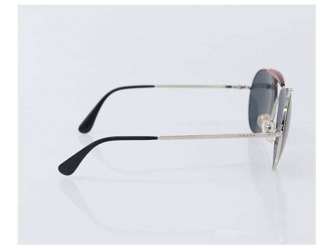 PRADA Sunglasses Metal Yellow Red Auth BA15496 - view 4