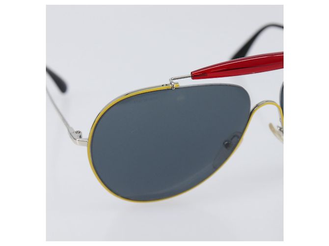 PRADA Sunglasses Metal Yellow Red Auth BA15496 - view 5
