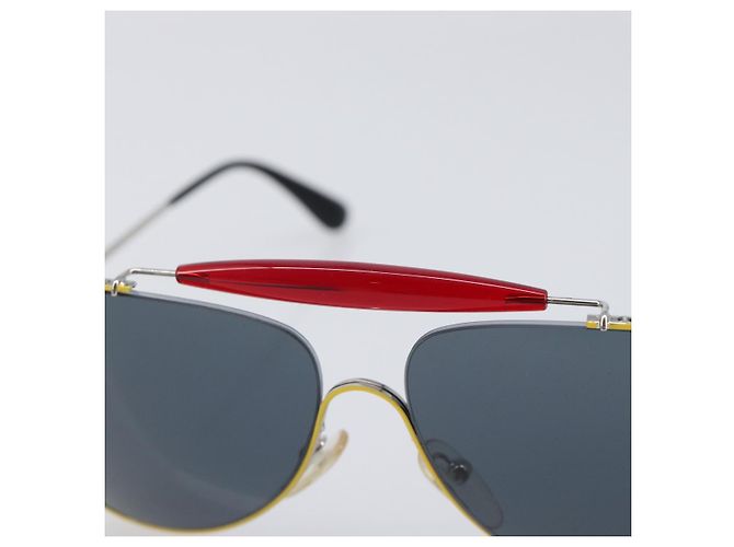 PRADA Sunglasses Metal Yellow Red Auth BA15496 - view 8