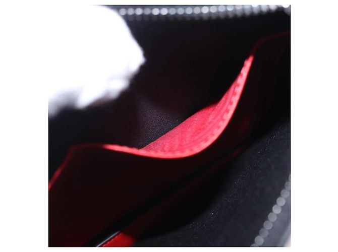 Borsa a pochette Christian Louboutin in pelle nera e argento Auth ka6300A Nero - vista 12