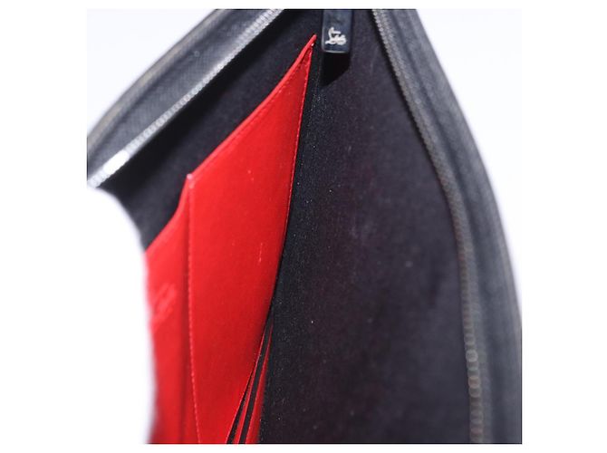 Borsa a pochette Christian Louboutin in pelle nera e argento Auth ka6300A Nero - vista 20