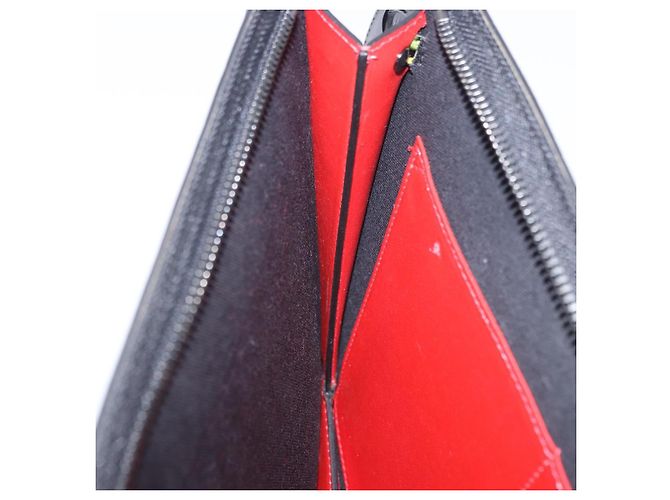 Borsa a pochette Christian Louboutin in pelle nera e argento Auth ka6300A Nero - vista 21