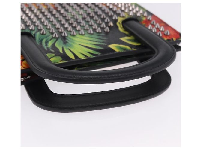 Borsa a pochette Christian Louboutin in pelle nera e argento Auth ka6300A Nero - vista 7