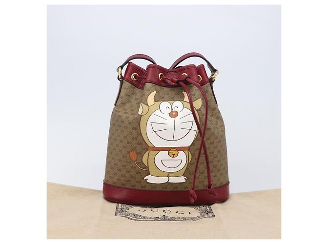 Borsa GUCCI Micro GG Supreme x Doraemon Fujiko Pro PVC Beige 655597 Auth 204039SM D'oro - vista 12