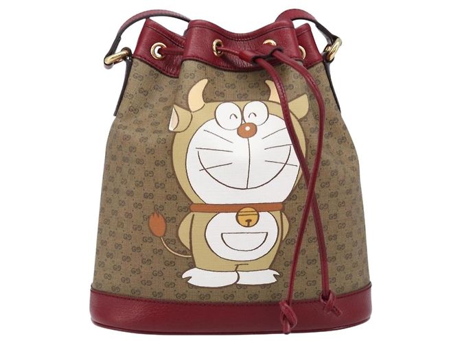 Borsa GUCCI Micro GG Supreme x Doraemon Fujiko Pro PVC Beige 655597 Auth 204039SM D'oro - vista 13