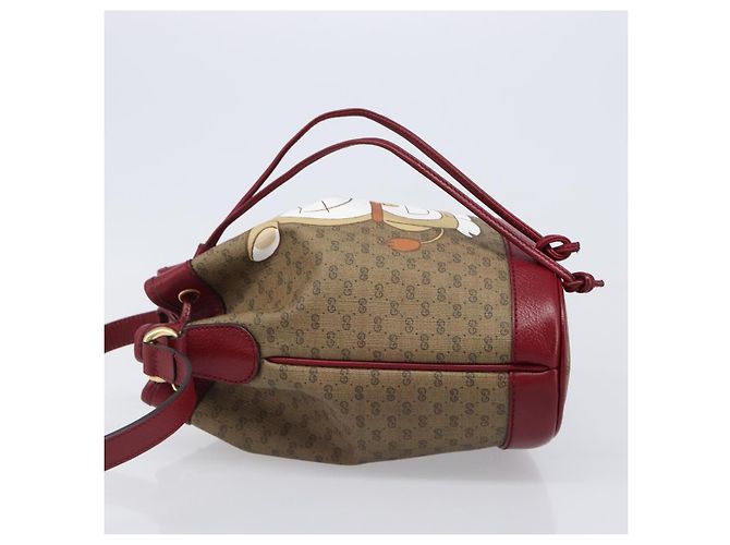 Borsa GUCCI Micro GG Supreme x Doraemon Fujiko Pro PVC Beige 655597 Auth 204039SM D'oro - vista 4