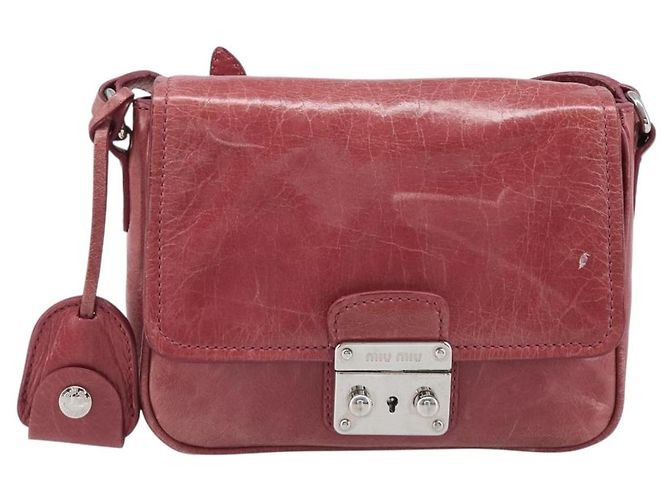 Borsa a tracolla Miu Miu Vitellolux Pink Silver Auth 203688A Argento Rosa - vista 13
