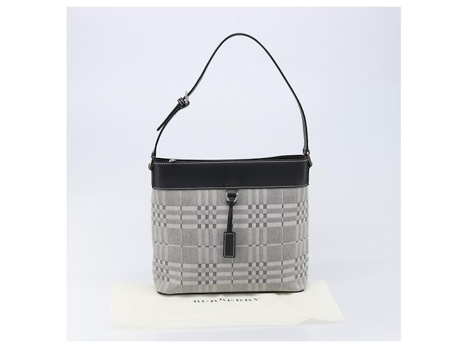 Borsa a tracolla BURBERRY Canvas Gray Silver Auth 203686A Marrone Argento - vista 12