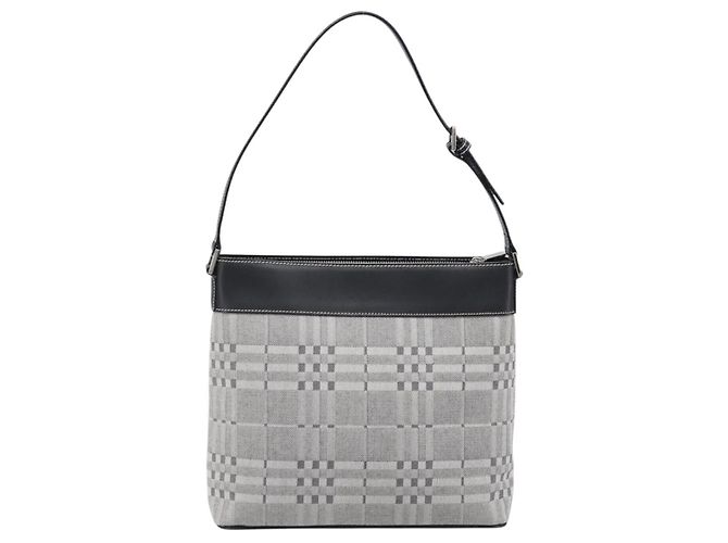 Borsa a tracolla BURBERRY Canvas Gray Silver Auth 203686A Marrone Argento - vista 2