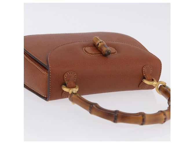 Borsa a mano GUCCI Bamboo in pelle marrone e oro 000 46 0188 Auth 204148V D'oro - vista 14