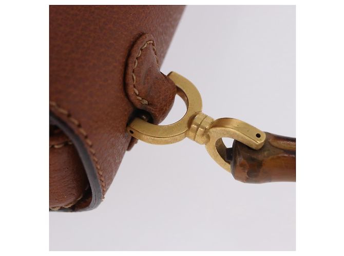 Borsa a mano GUCCI Bamboo in pelle marrone e oro 000 46 0188 Auth 204148V D'oro - vista 16