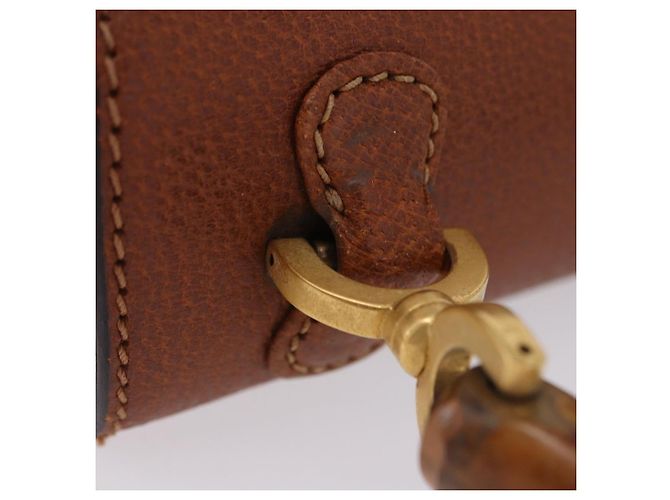 Borsa a mano GUCCI Bamboo in pelle marrone e oro 000 46 0188 Auth 204148V D'oro - vista 17
