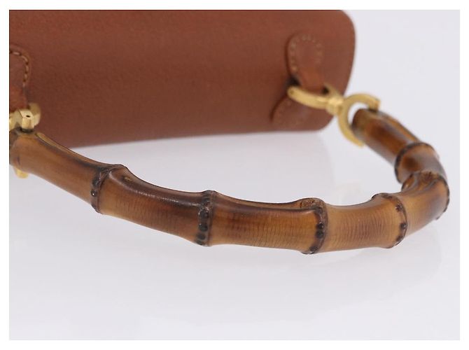 Borsa a mano GUCCI Bamboo in pelle marrone e oro 000 46 0188 Auth 204148V D'oro - vista 8