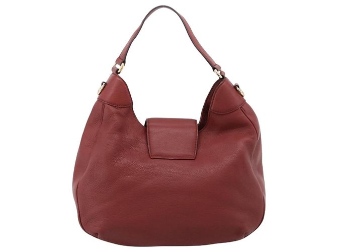 GUCCI Schultertasche Leder 2way Rot Gold 296851 Auth 204829A Golden - Ansicht 2