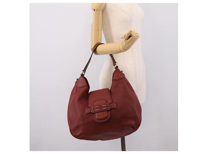 GUCCI Schultertasche Leder 2way Rot Gold 296851 Auth 204829A Golden - Ansicht 22