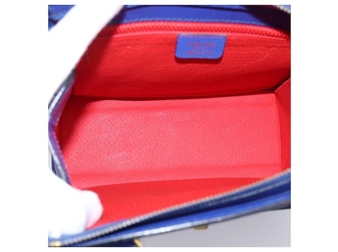 Céline Borsa a mano CELINE in pelle blu e oro Auth 204415A D'oro - vista 10