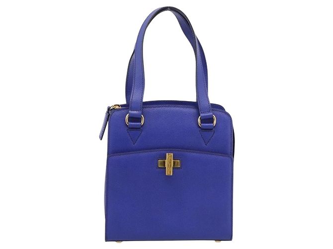 Céline Borsa a mano CELINE in pelle blu e oro Auth 204415A D'oro - vista 13