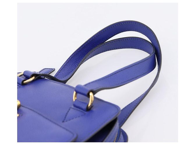 Céline Borsa a mano CELINE in pelle blu e oro Auth 204415A D'oro - vista 14