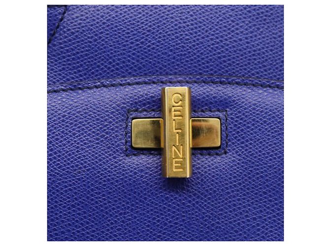 Céline Borsa a mano CELINE in pelle blu e oro Auth 204415A D'oro - vista 18