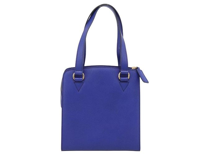 Céline Borsa a mano CELINE in pelle blu e oro Auth 204415A D'oro - vista 2