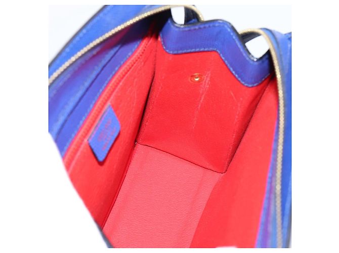 Céline Borsa a mano CELINE in pelle blu e oro Auth 204415A D'oro - vista 20