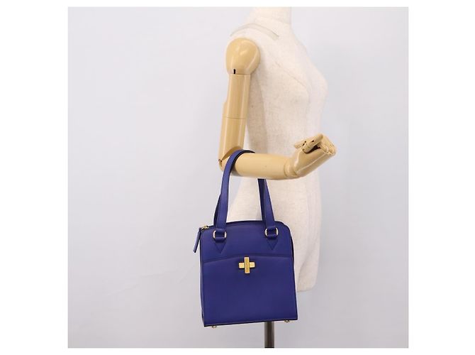 Céline Borsa a mano CELINE in pelle blu e oro Auth 204415A D'oro - vista 25