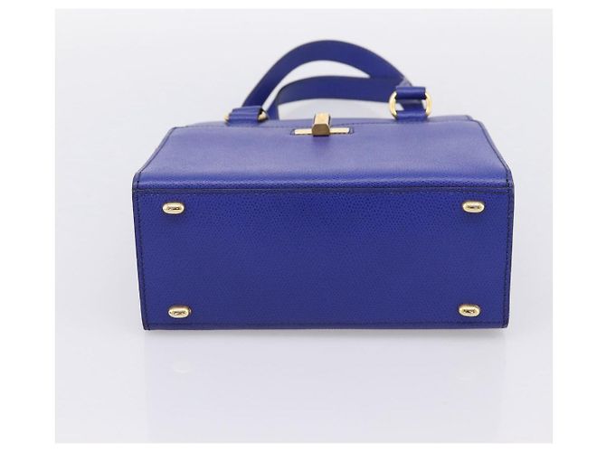 Céline Borsa a mano CELINE in pelle blu e oro Auth 204415A D'oro - vista 5