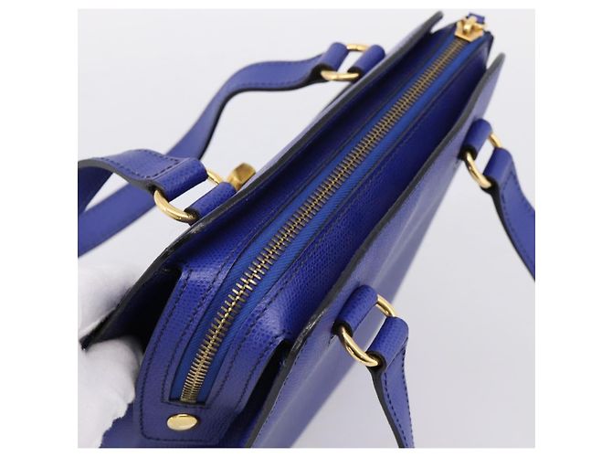 Céline Borsa a mano CELINE in pelle blu e oro Auth 204415A D'oro - vista 6