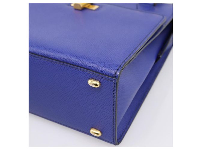 Céline Borsa a mano CELINE in pelle blu e oro Auth 204415A D'oro - vista 8