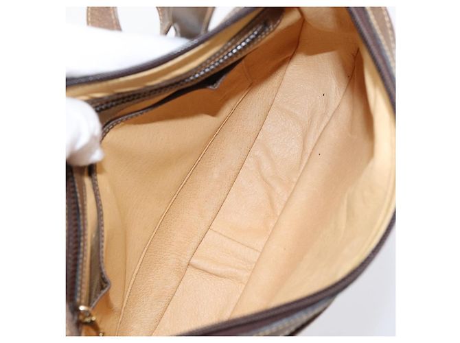 Borsa a tracolla GUCCI Web Sherry Line in pelle marrone scuro e oro autentica 204421 D'oro - vista 12