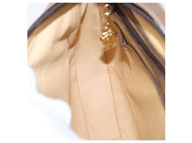 Borsa a tracolla GUCCI Web Sherry Line in pelle marrone scuro e oro autentica 204421 D'oro - vista 19