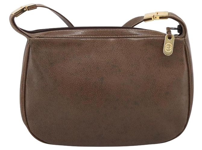 Borsa a tracolla GUCCI Web Sherry Line in pelle marrone scuro e oro autentica 204421 D'oro - vista 2