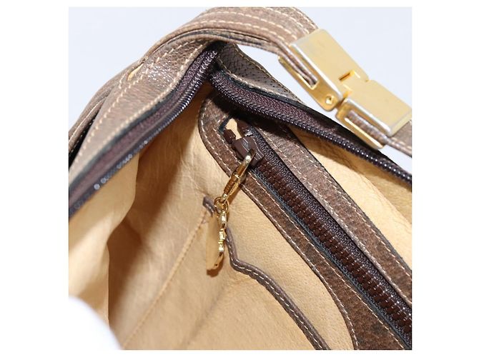 Borsa a tracolla GUCCI Web Sherry Line in pelle marrone scuro e oro autentica 204421 D'oro - vista 20