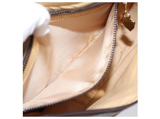 Borsa a tracolla GUCCI Web Sherry Line in pelle marrone scuro e oro autentica 204421 D'oro - vista 21