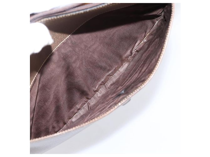 Borsa a tracolla GUCCI Web Sherry Line in pelle marrone scuro e oro autentica 204421 D'oro - vista 22