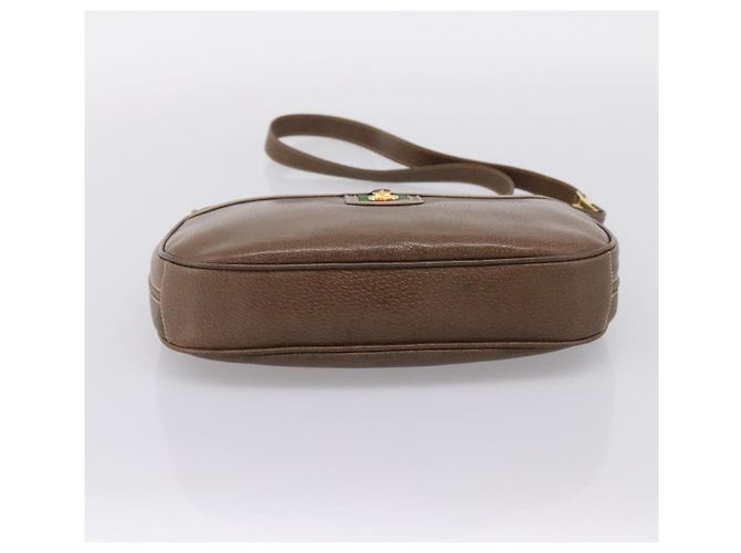 Borsa a tracolla GUCCI Web Sherry Line in pelle marrone scuro e oro autentica 204421 D'oro - vista 5