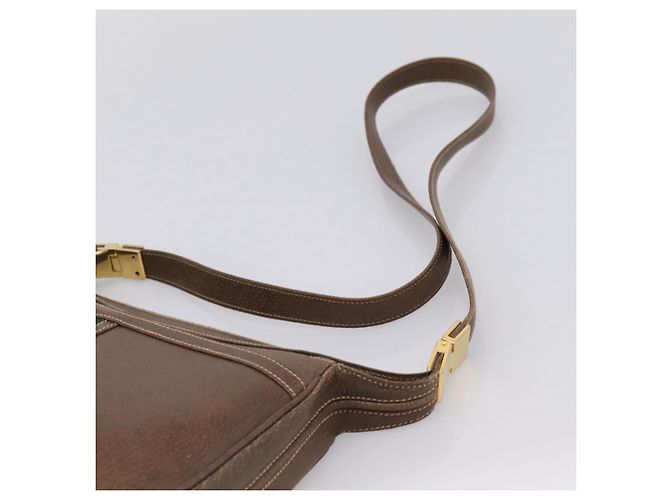 Borsa a tracolla GUCCI Web Sherry Line in pelle marrone scuro e oro autentica 204421 D'oro - vista 8