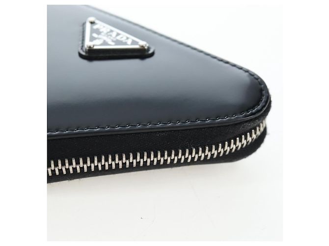 PRADA Schultertasche mit Kette aus Leder Schwarz Silber Auth 200384V - Ansicht 16