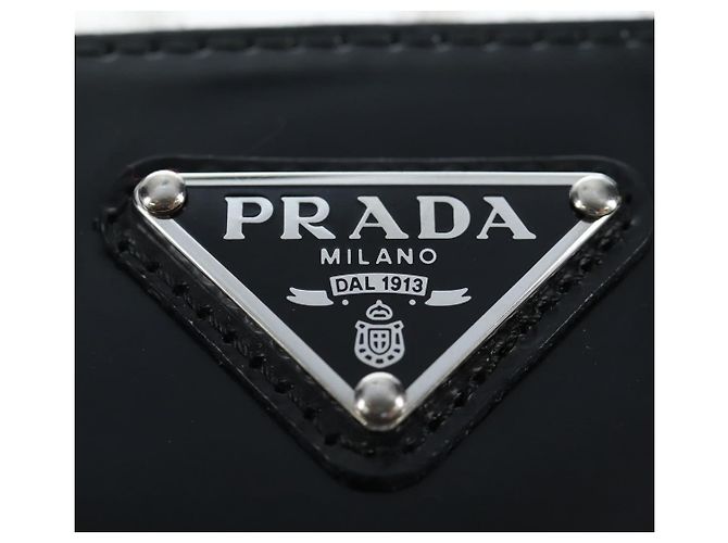 PRADA Schultertasche mit Kette aus Leder Schwarz Silber Auth 200384V - Ansicht 19