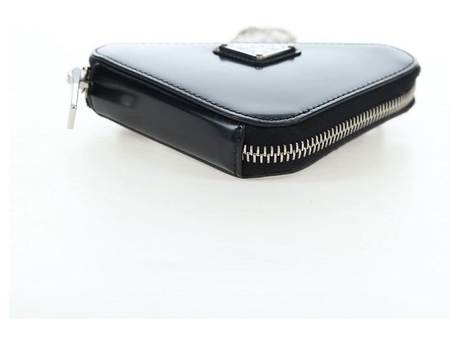 PRADA Schultertasche mit Kette aus Leder Schwarz Silber Auth 200384V - Ansicht 5