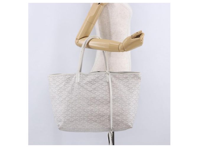 GOYARD Herringbone Saint Louis PM Tote Bag PVC Leder Weiß Auth 204570 - Ansicht 31